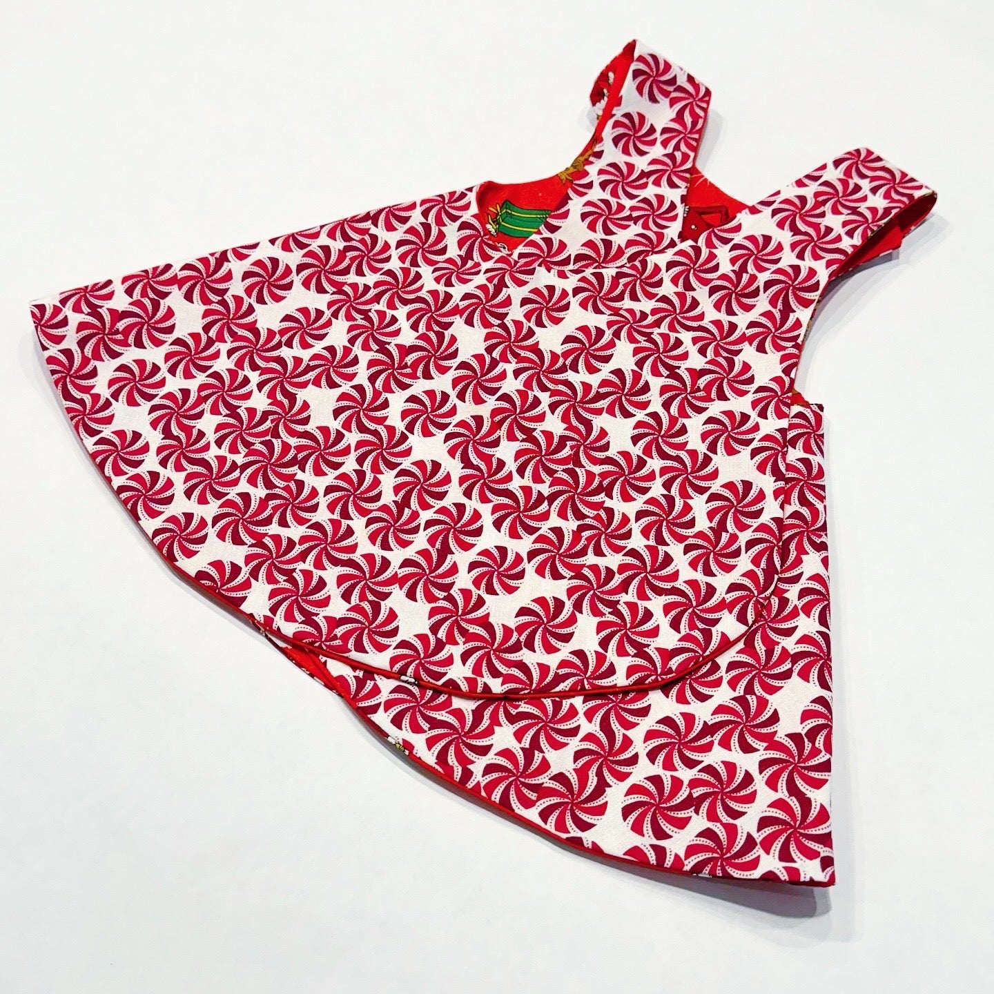 Christmas reversible dress “Grinch in red”