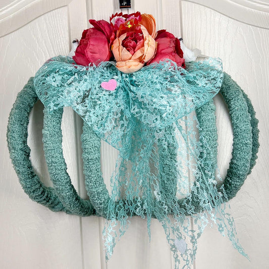 Romantic wreath with flowers and birds