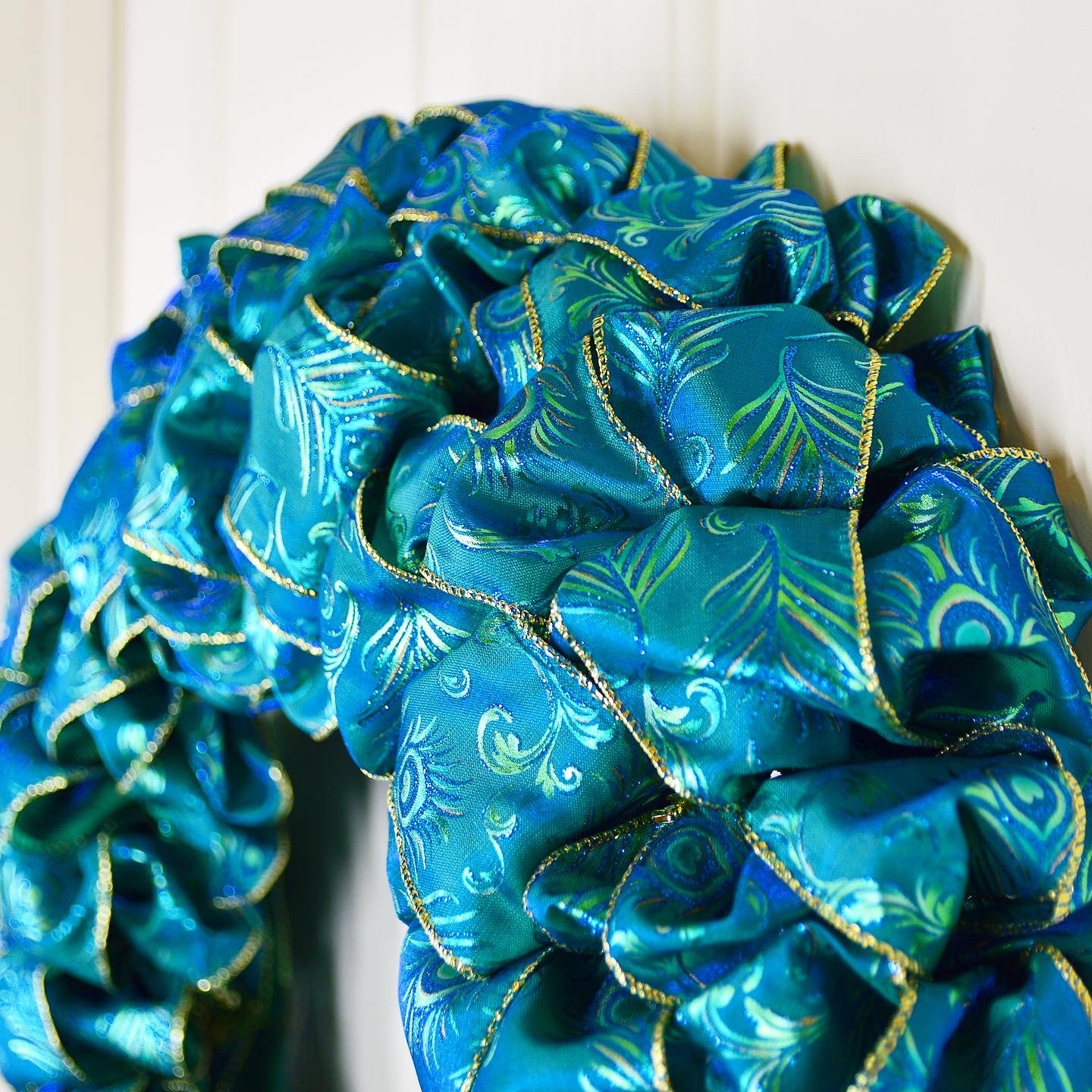 Teal ribbon wreath “Peacock”
