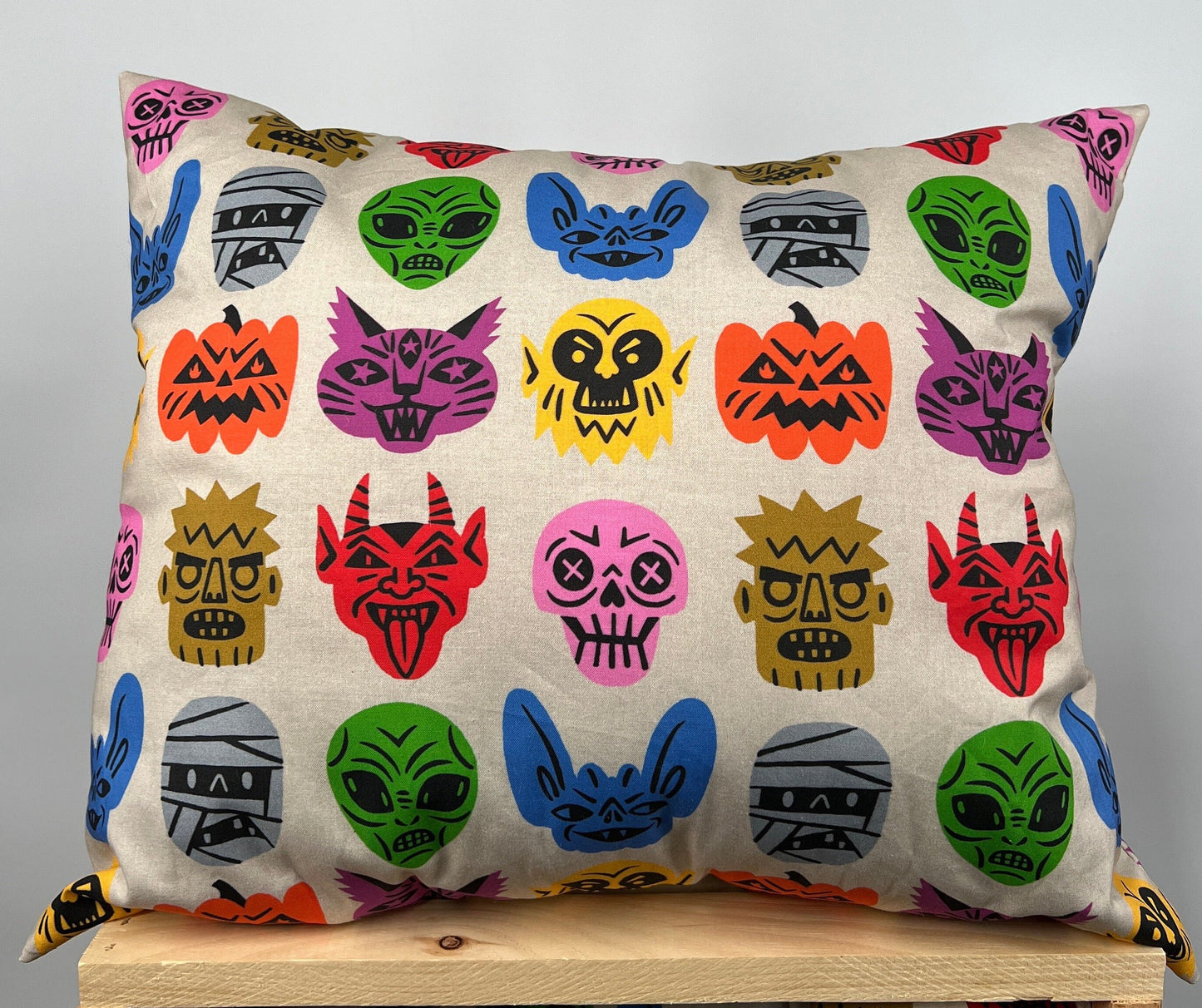 Halloween throw pillows “Monsters in beige”