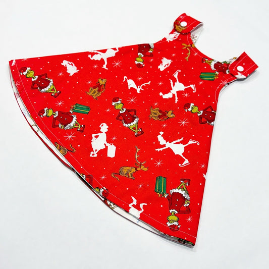Christmas reversible dress “Grinch in red”