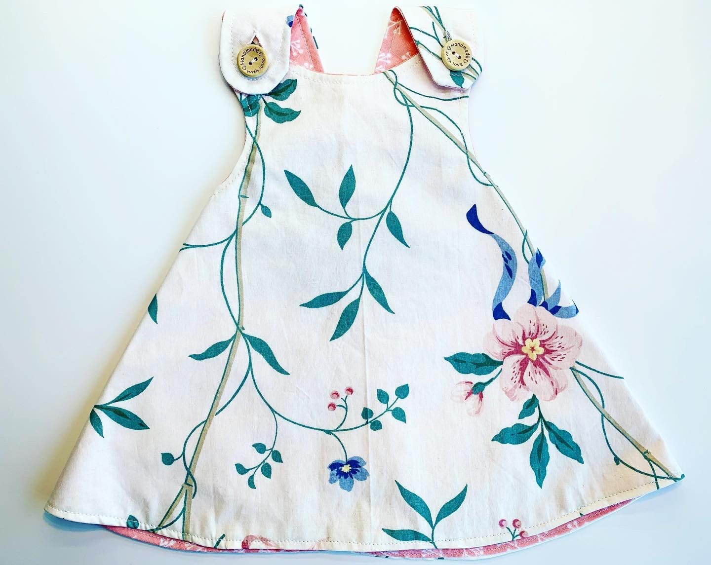 Flowers fabric design reversible cotton dress