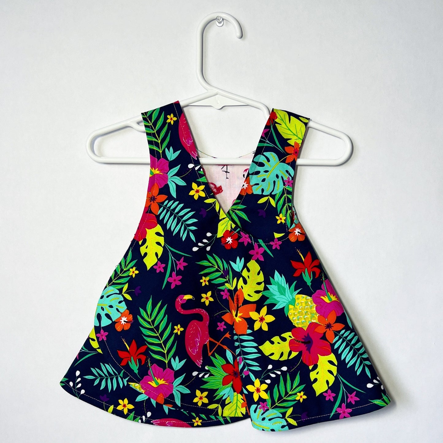 Reversible cotton dress "Flamingos"