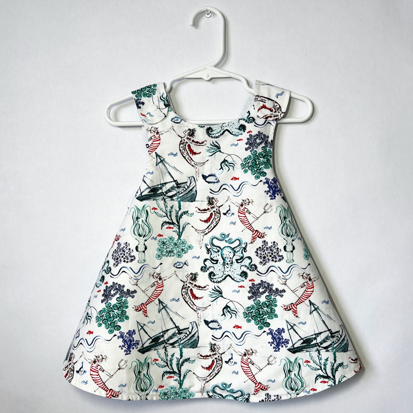 Reversible cotton dress “Underwater” in white