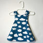 Reversible cotton dress “Clouds and Bees”