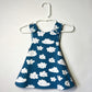 Reversible cotton dress “Clouds and Bees”