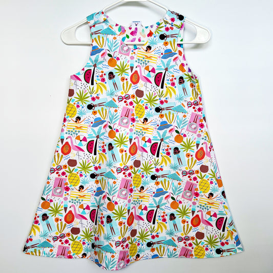 A-line reversible cotton dress "Beach"
