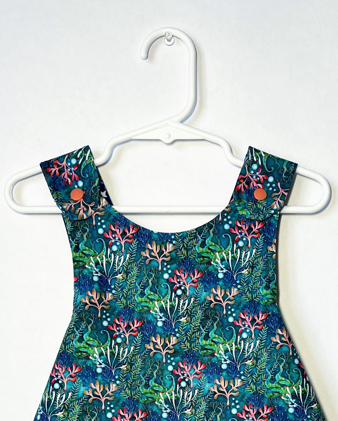 Reversible cotton dress “Underwater and Fireworks”