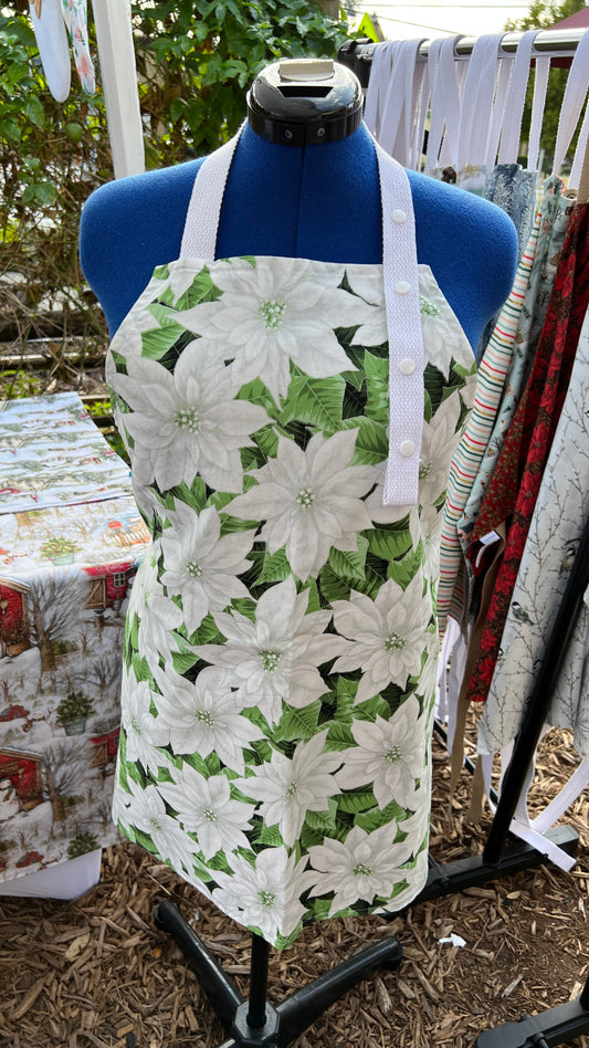 Christmas Apron “White poinsettia”