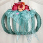 Romantic wreath with flowers and birds