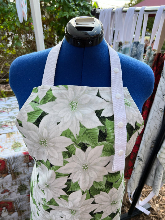 Christmas Apron “White poinsettia”