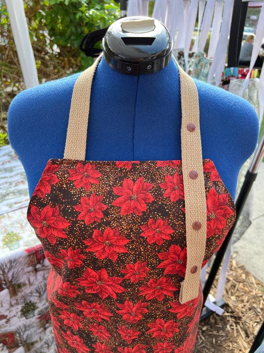 Christmas Apron “Red poinsettia”