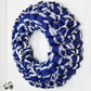 Sparkly blue and silver ribbon wreath “Fireworks”