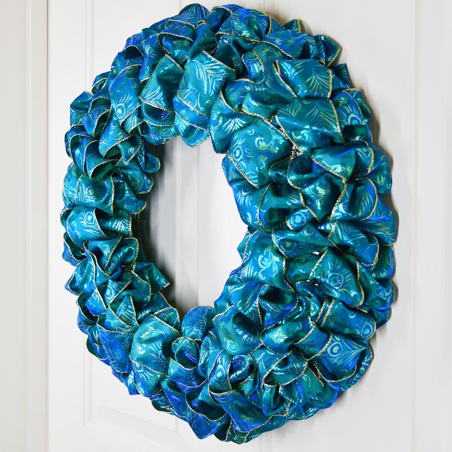 Teal ribbon wreath “Peacock”