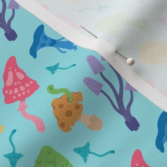 Fabric “Spooky mushrooms” (blue background)