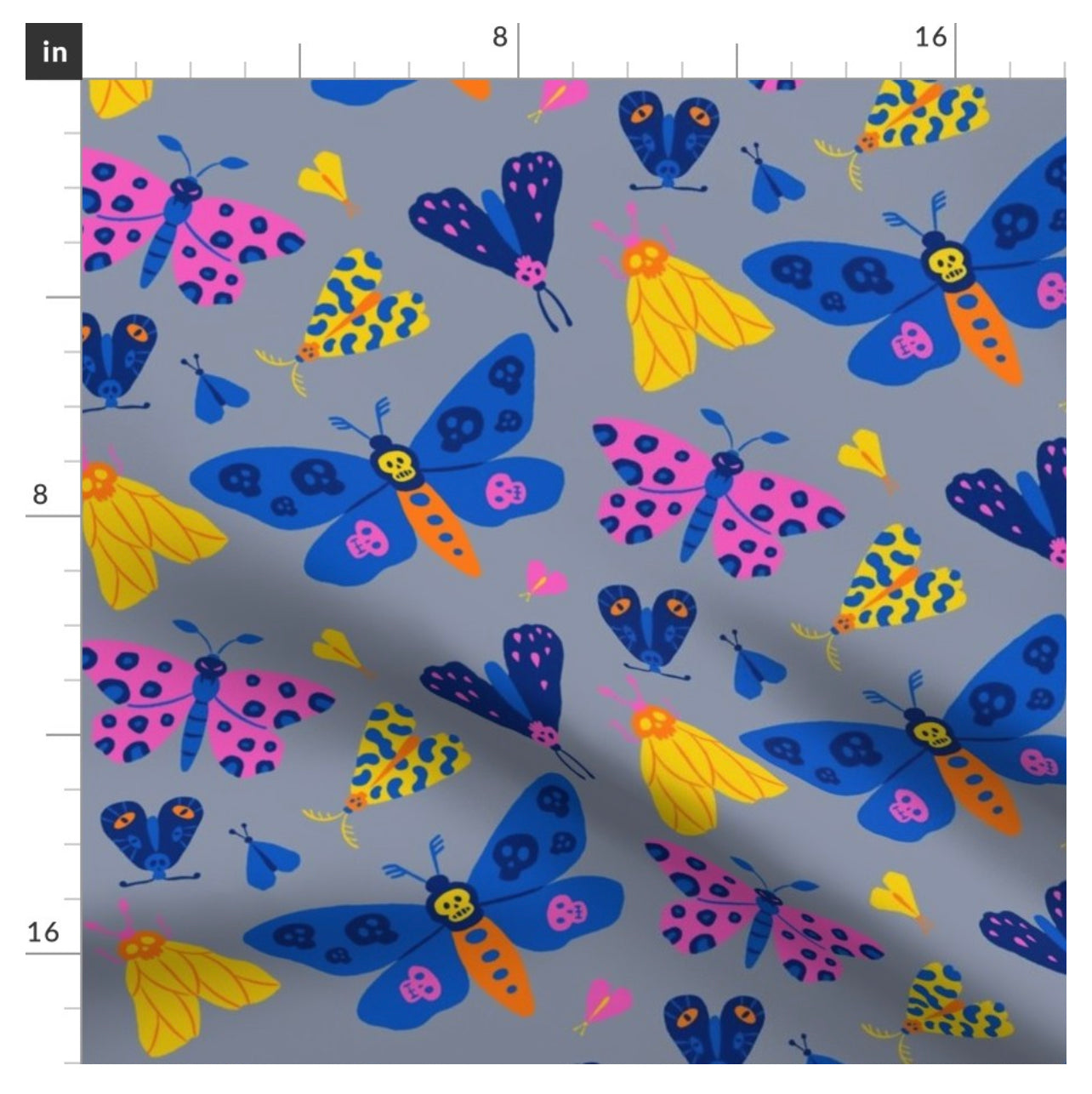 Fabric “The silence of the moths” (grey background)
