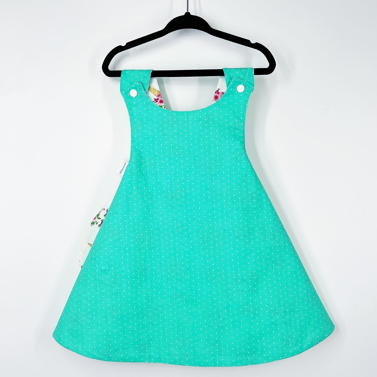Reversible cotton dress “Pink polka dots”
