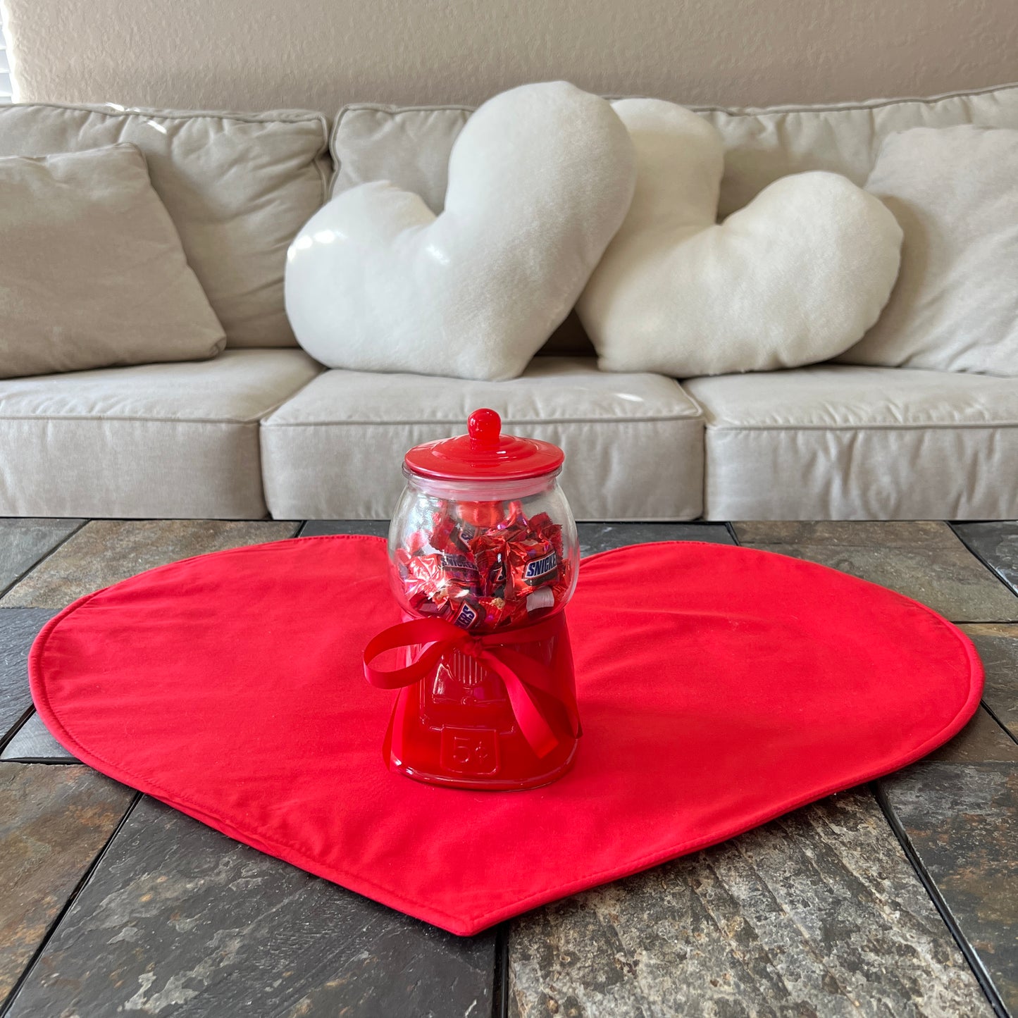 Oversized Sherpa heart pillow