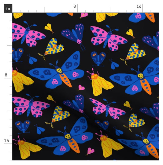 Fabric “The silence of the moths” (black background)