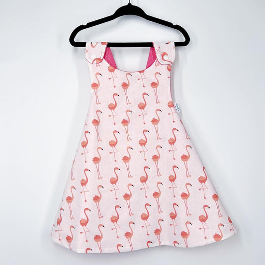 Reversible cotton dress “Pink polka dots”