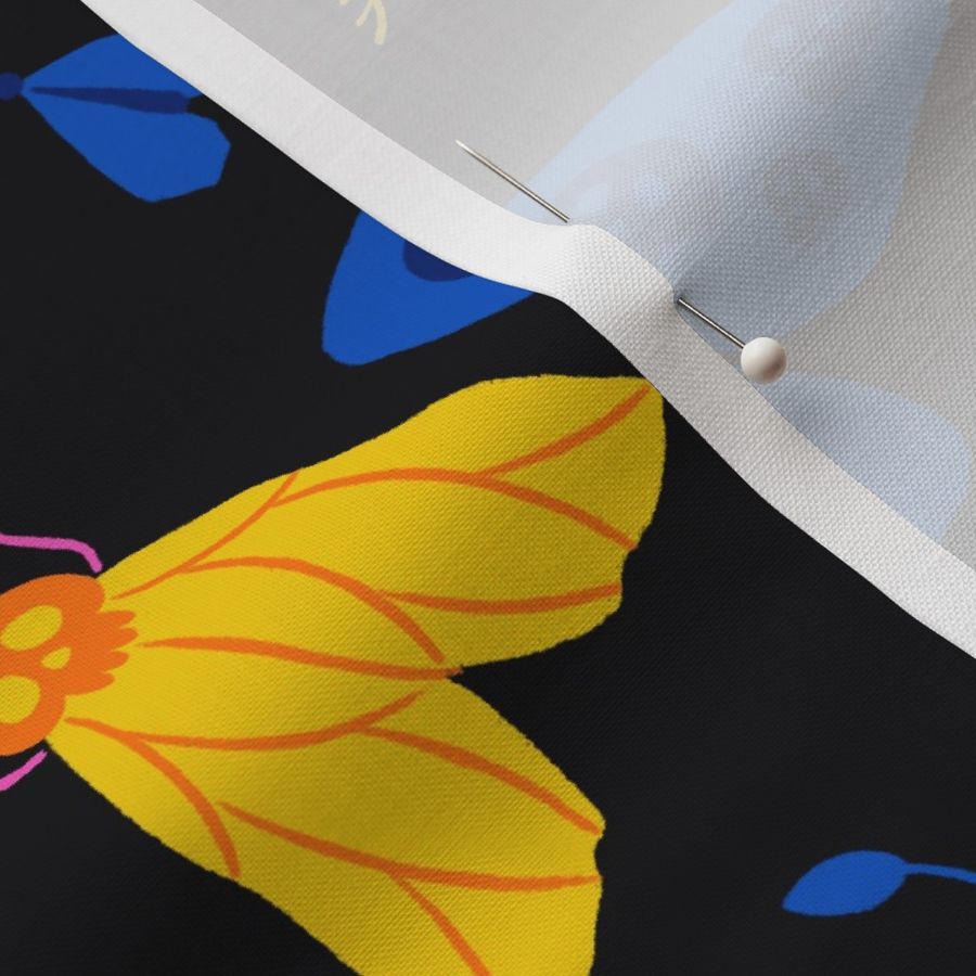 Fabric “The silence of the moths” (black background)