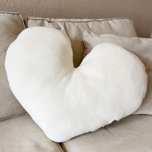 Oversized Sherpa heart pillow